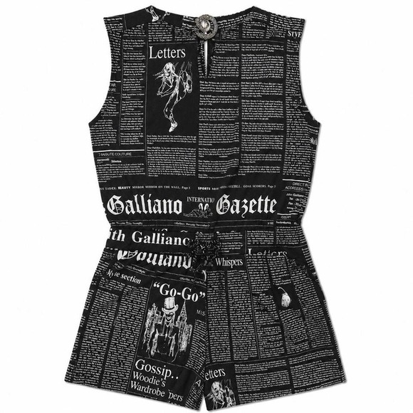 Pants - Galliano Vintage 2000's Newspaper Playsuit with Hardware